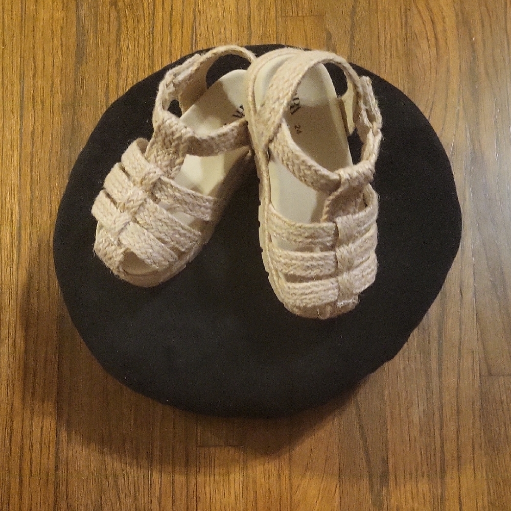 Zara Beige Woven Sandals